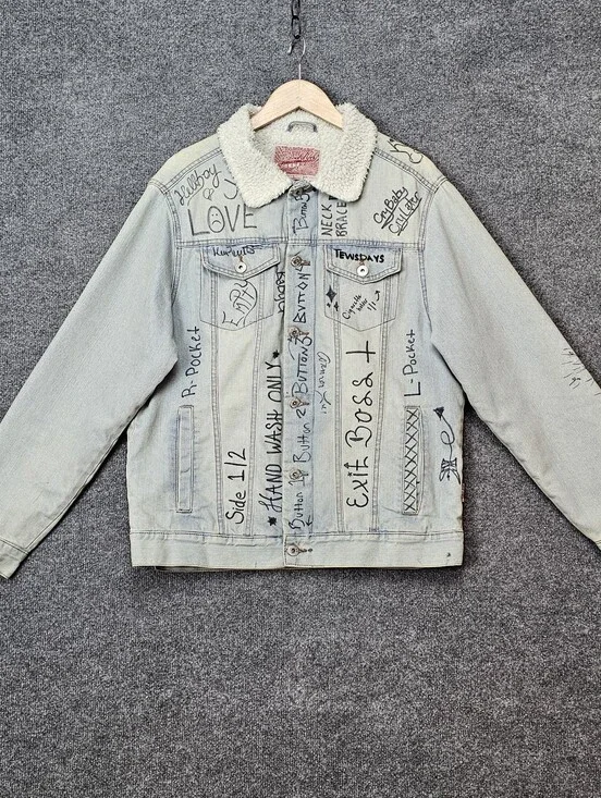 Men's One-of-A-Kind| Upcycled Levi's Sherpa Jacket| Inspired Punk Vibe Lil Peep