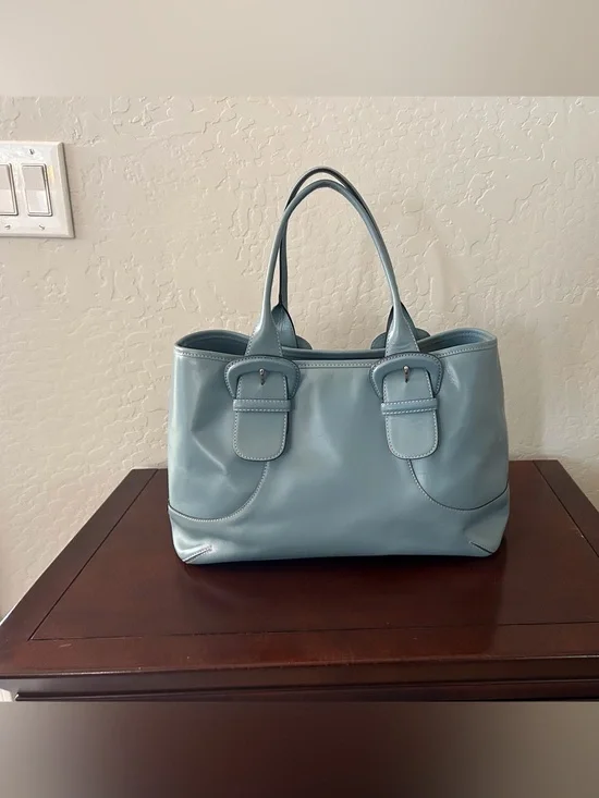 Vintage 90s Cole Han top handle bag Ice Blue