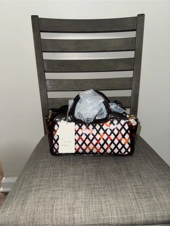 a new day Geometric Orange and Black Dome Satchel