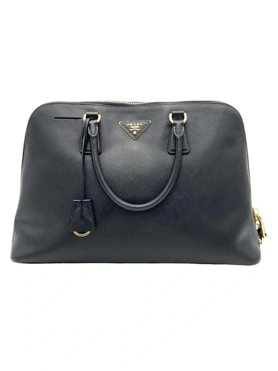 Prada Black Saffiano Leather Satchel with Gold Hardware