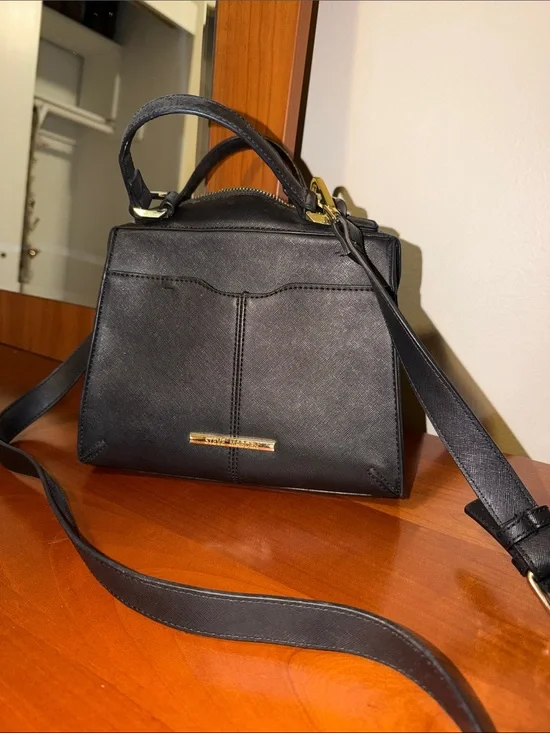 Steve Madden Black Top-Handle Satchel with Gold Hardware