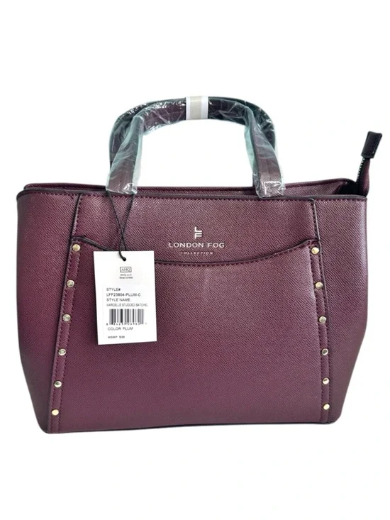NWT London Fog 100th Anniversary Marcelle Studded Satchel Plumb