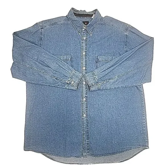 Levi's Red Tab Denim Shirt Men Size XL Blue Button Medium Wash Oversized