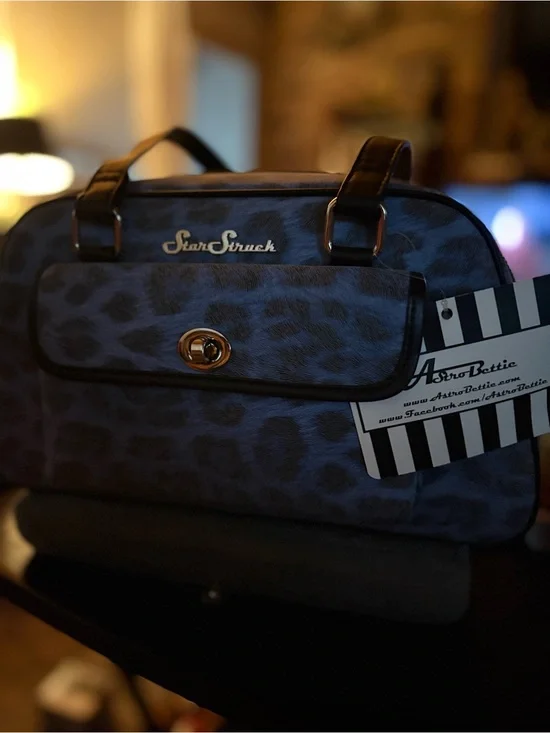 Blue Leopard Print Satchel
