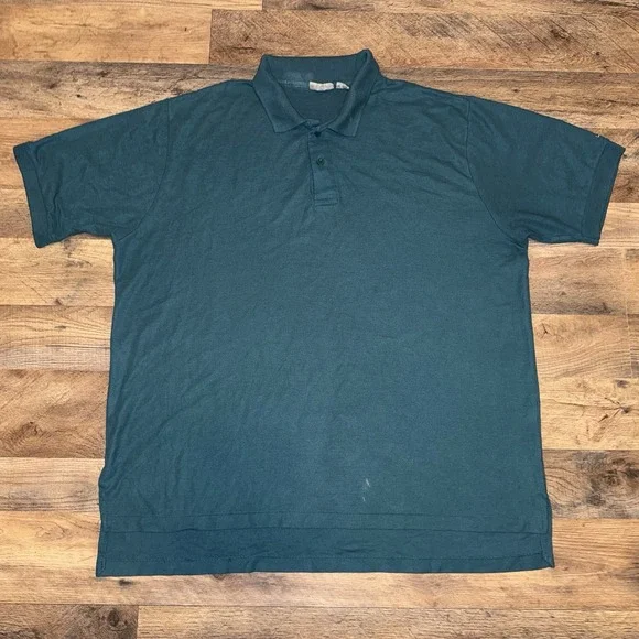 Vintage 1970s Levi's Polo Shirt Mens 2X Single Stitch Short Sleeve Green