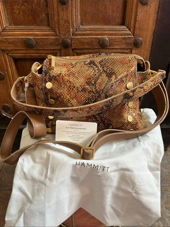 Hammitt Bryant Medium Shoulder Bag in Centerpiece Snake leather, NWT