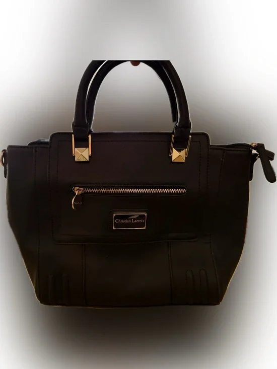 Christian Lacroix Black Satchel with Gold Hardware