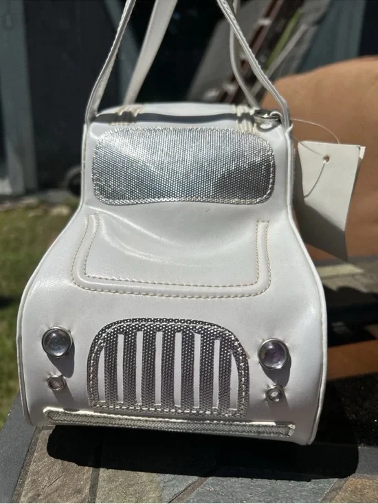 New With Tags! Fiat Style Car With Silver Hardware Novelty Crossbody Purse