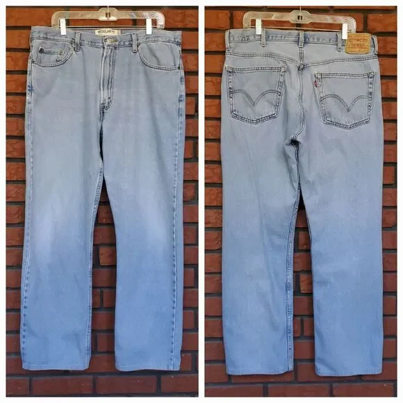 Y2K Levis 505 Regular Fit Measures 37x30 Hemmed 2000s Blue Medium Light Wash