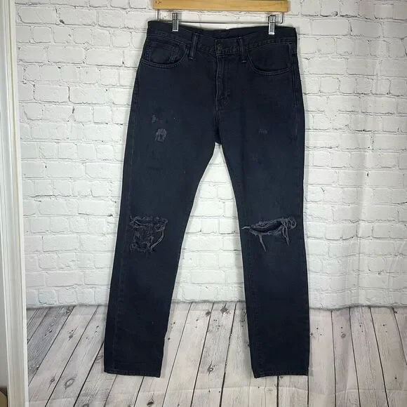 Levi’s Men’s 511 Black Slim Fit Distressed Destroyed Jeans‎ Denim size 32 x 32