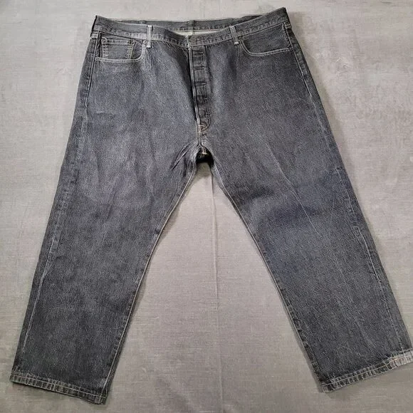 Levis 501 Button Fly Faded‎ Black Baggy Jeans Actual Size 43 x 26 Flawed