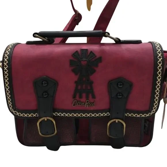 NWT Cotton Road Crimson Red Satchel Bag Windmill Crossbody Bag