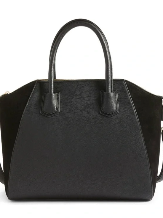 Sole Society Black Faux Leather and Suede Satchel