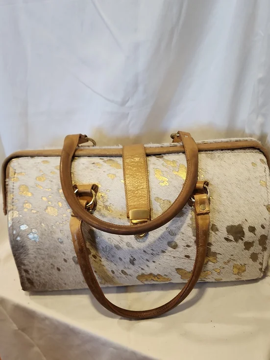 Vintage And Rare Glenda Gies Weekender / Doctor Bag Haired Cowhide, Leather Body