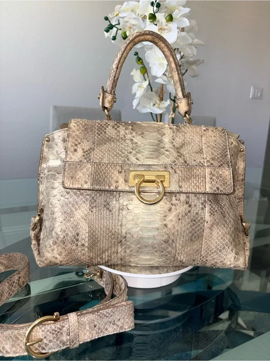 Salvatore Ferragamo Sofia Python Satchel