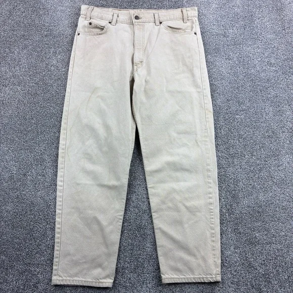 Vintage Levi's 550 Jeans Mens 36x30 Beige Cotton Relaxed Orange Tab USA Made