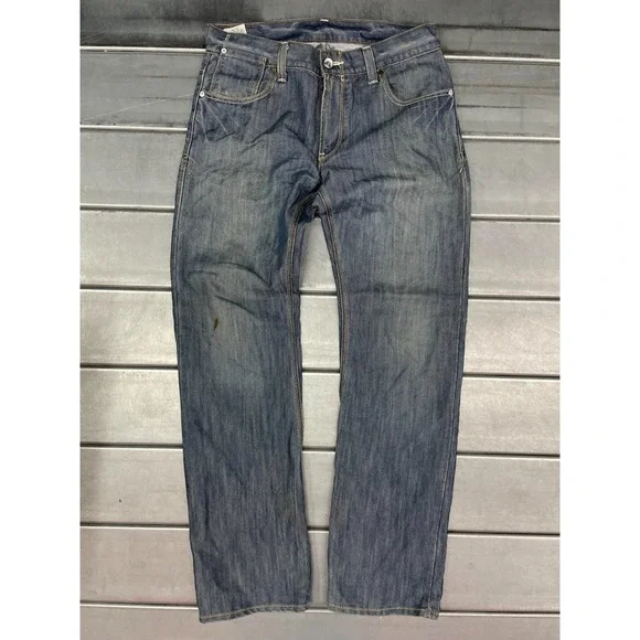 VTG‎ Levis 514 Jeans Mens 34X34 Blue Medium Wash Denim Slim Straight Distressed