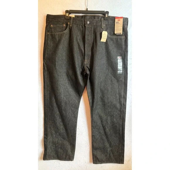 Levis 501 Original Shrink-to-Fit Mens Jeans 42x30 Dark Indigo Rigid NWT
