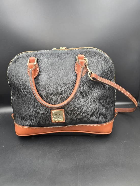 Dooney & Bourke Black and Brown Pebble Leather Satchel