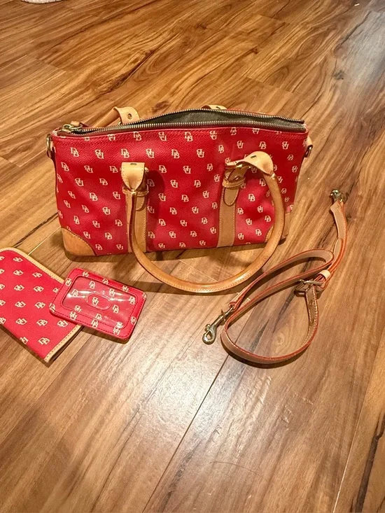 Dooney & Bourke Red Signature Leather Satchel Set