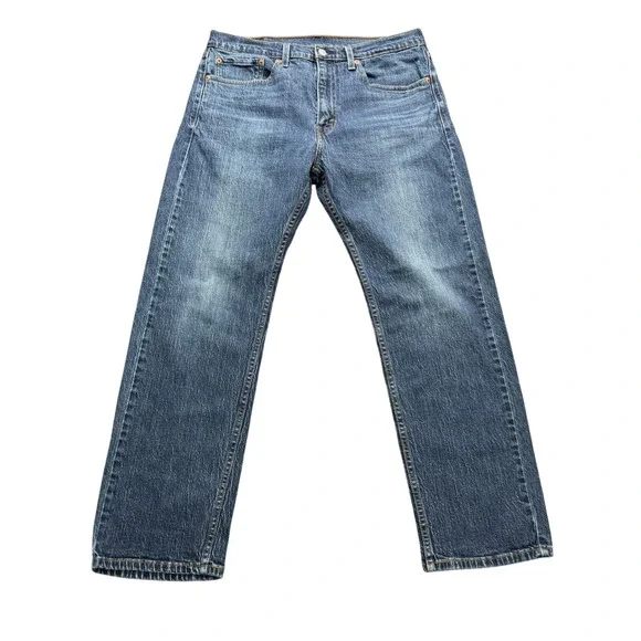 Levi's 505 Regular Fit‎ Jeans Mens 34x30 Blue Medium Wash Denim Workwear