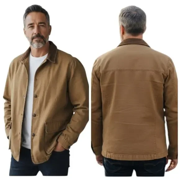 Levi’s Canvas Barn Coat Chore Jacket Flannel Lined Corduroy Collar Men’s L  F319