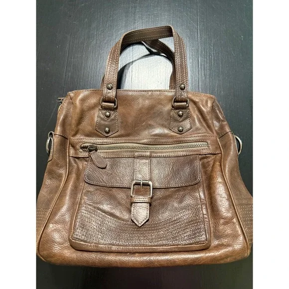 Old Gringo Brown Leather Satchel Handbag Distressed Western Buckle Zip Tote