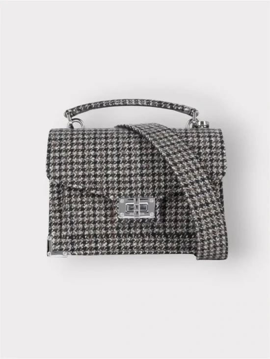 THE KOOPLES NWT Small Houndstooth Emily Shoulder Bag Silver Hardware  MSRP $495