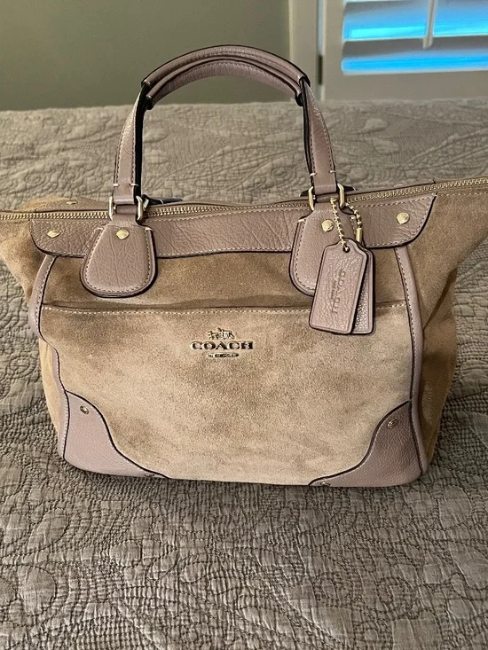 Coach Taupe Suede & Leather Satchel