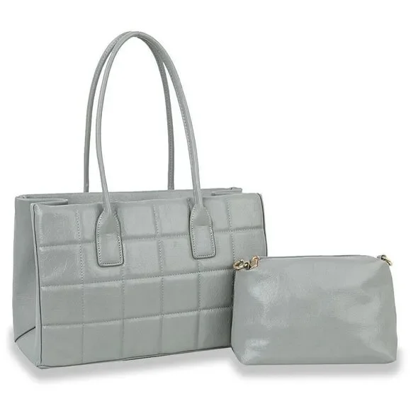 Classic Embossed Women Handbags Fashion Satchel  Top Handle  Clutch 2pcs Set