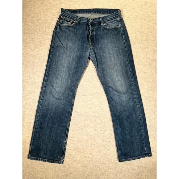 Levis‎ 501 Original Fit Straight Jeans Mens 36x32 Blue Denim Cotton Medium Wash