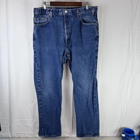 Vtg Levis 505 Jeans Mens 40x30 38x30 Blue Denim Regular Fit Straight Leg USA 90s