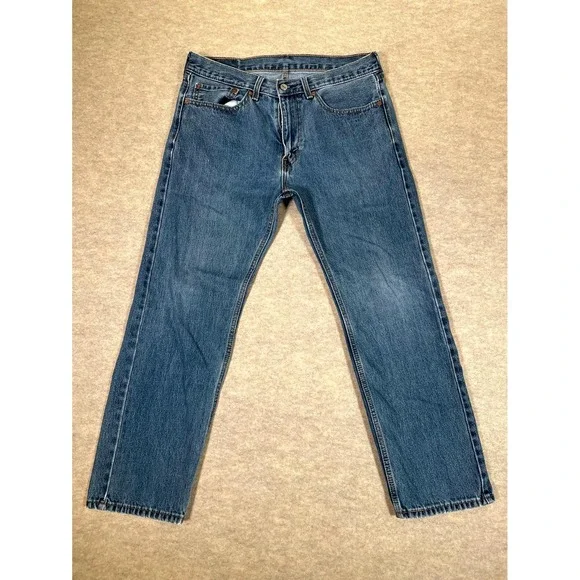 Levi's 505 Authentic‎ Jeans Mens 34x29 Blue Denim Cotton Stretch Straight Leg