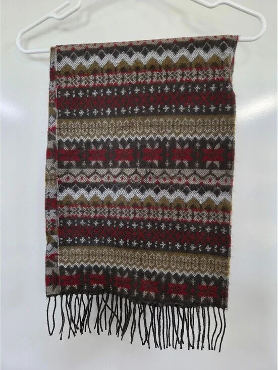 D&Y Soft Acrylic Patterned Scarf with Fringe