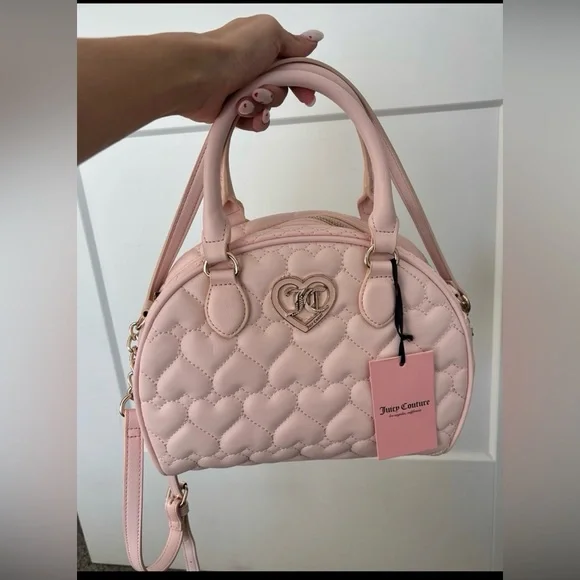 Juicy Couture Quilted Heart Satchel in Light Pink