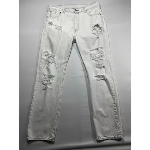 Levi's 501‎ Men's Distressed Straight Leg Button Fly  Jeans - Size 34x31.5*