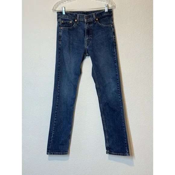 Levis 505 Jeans Mens 30x32 29x30Blue Regular Fit Straight Med Wash Denim Stretch