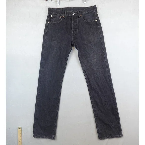 Levi’s 501 Jeans Original Fit Mens 32x34 Black Straight Button Fly Denim
