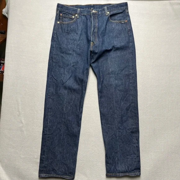 VTG Levi's 501 Raw‎ Denim Look Jeans Mens 38x34 fit(34x32) Dark Wash Rigid Y2K