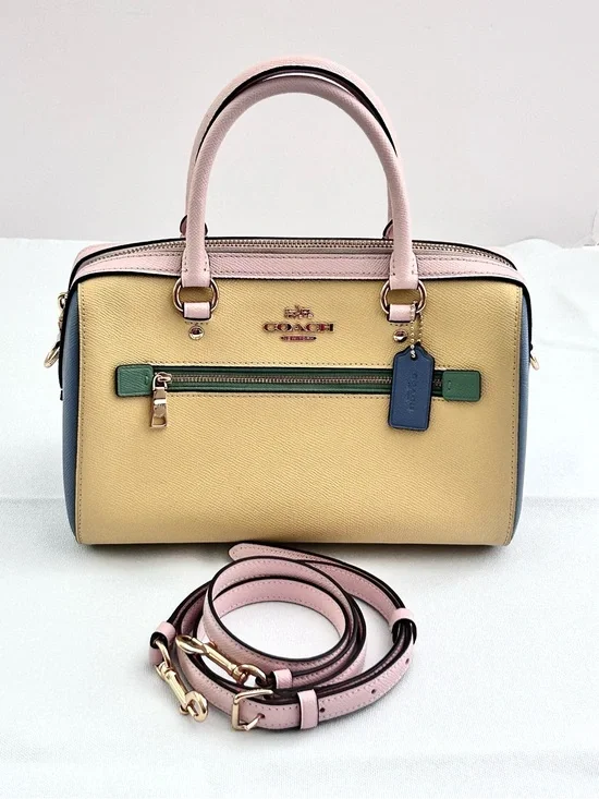 Coach Rowan Colorblock Structured Satchel Crossbody Strap C3428 10.5”x6.25” EUC