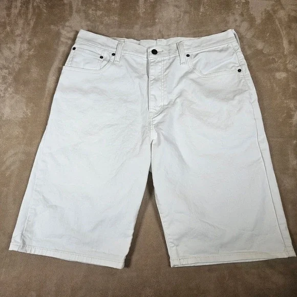 Levis 569 Men White Loose Straight Denim Shorts Size 34