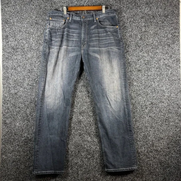 Levis 505 Regular Fit Straight‎ Leg Jeans Mens 38x30 Dark Wash Faded Denim