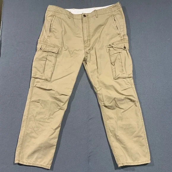 Levi Strauss Mens‎ Cargo Pants Khaki Tan Cotton Straight Leg 12462-0010 W38 L32