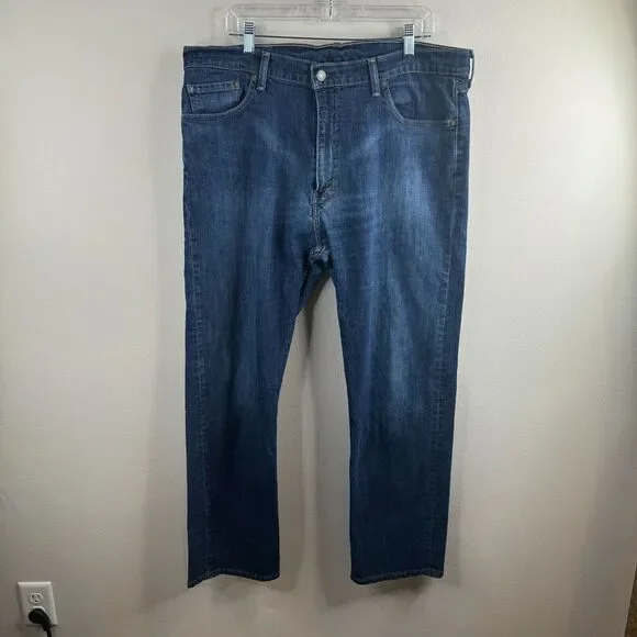 Levi's 505 Jeans Mens‎ Size 40x32 Medium Wash Whiskered Straight Denim