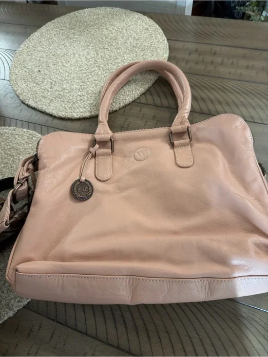 Wandler Blush Pink Leather Satchel with Charm