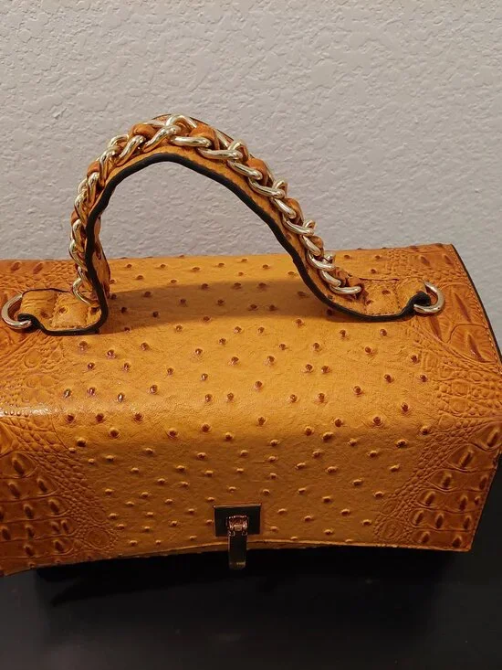Ostrich print handbag and wallet