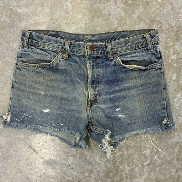 Vintage Levis Cutoff Shorts Men 33 Blue USA Orange Tab Big E Denim 3