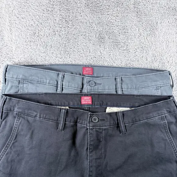 Levi's 2 Pair Chino Slacks Color Gray and Black‎ Sz 38x30 *FLAWS*