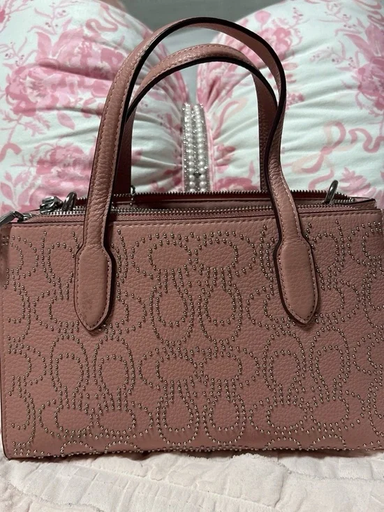 Women's Studded Dusty Rose Coach small Tote Bag- Nina bag