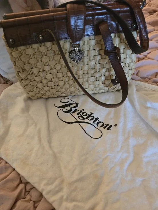 Brighton Heartland Straw Bag W/dust Bag
